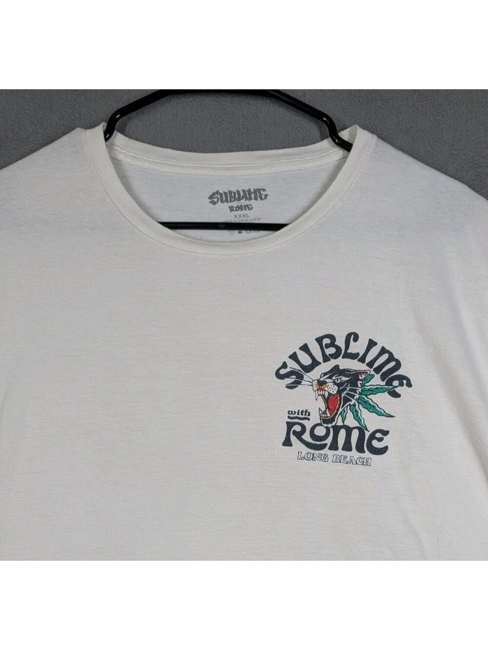 Sublime Mens 3XL White Graphic T Shirt With Rome Long Beach Band Concert Tee